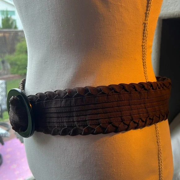 Brown Textured Vintage brown crinkle belt. 32 inches 2 inch wide - Picture 2 of 7